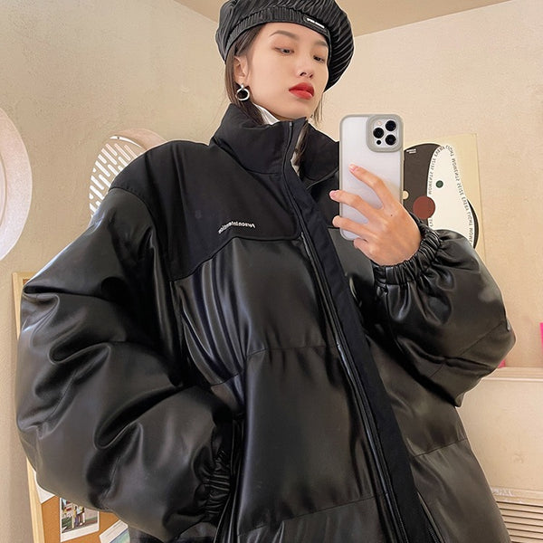 Chaqueta Acolchada Gruesa para Mujer Talla Grande Corte Holgado