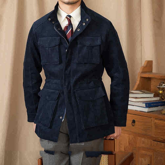 Chaqueta Safari de Pana Otoño Invierno con Cuello Elevado Resistente al Viento - Image 5
