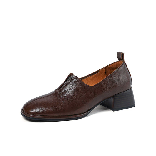 Zapatos de Cuero Vacuno con Tacón Robusto y Puntera Abierta - Image 6