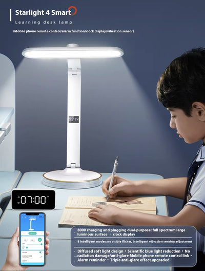 Lámpara de Escritorio Inteligente con Reloj, Carga Inalámbrica y Protección Visual - Image 8