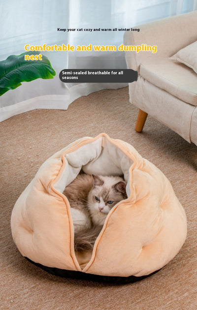 Cama Respirable para Gatos Dumpling - Nido Semicerrado Cuatro Estaciones - Image 12