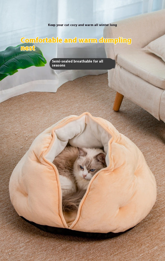 Cama Respirable para Gatos Dumpling - Nido Semicerrado Cuatro Estaciones - Image 12
