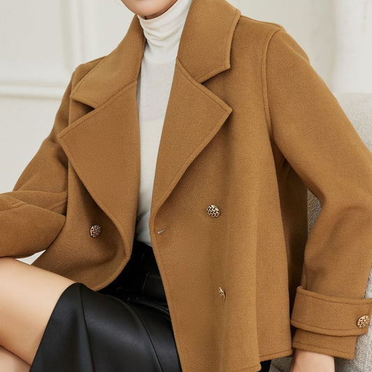 Abrigo Elegante Slim Doble Faz en Lana para Otoño e Invierno