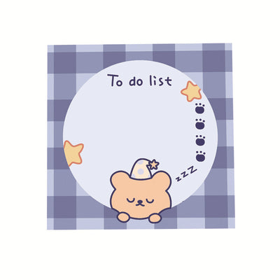 Cute square sticky notes with a brown cartoon bear, "Peace Love" text, and dotted lines on a white background. - Image 3