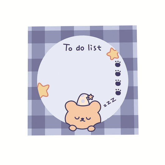 Cute square sticky notes with a brown cartoon bear, "Peace Love" text, and dotted lines on a white background. - Image 3