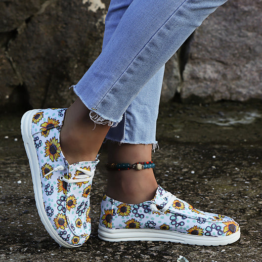 Mocasines Mujer con Estampado Girasol - Zapatos Canvas Cómodos sin Cordones - Image 15