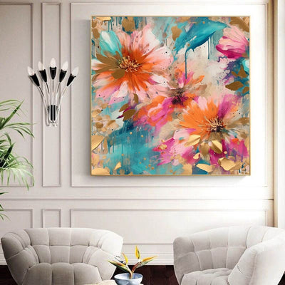 Cuadro Abstracto Peonía Moderno - Lienzo Óleo Decorativo para Sala y Dormitorio - Image 3