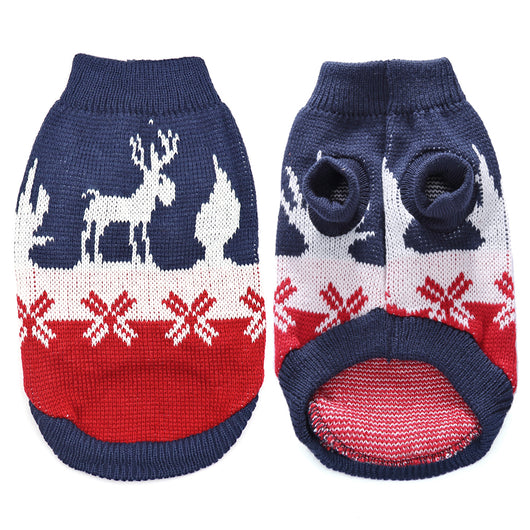 Suéter Navideño para Mascotas con Cuello Alto, Rayas y Copos de Nieve - Image 5