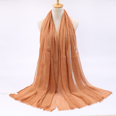 Bufanda Monocromática de Algodón y Lino con Textura Afelpada - Image 9