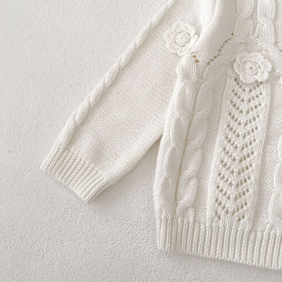 Chaqueta de Punto Tejida a Mano con Flores para Bebé Niña - Algodón Puro - Image 16