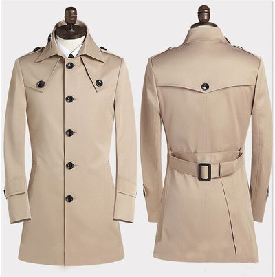 Abrigo Trench Coreano Slim Entallado de Largo Medio para Hombre - Image 3