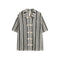 Camisa de Verano Beige y Negro con Cuello Vuelto y Manga Corta