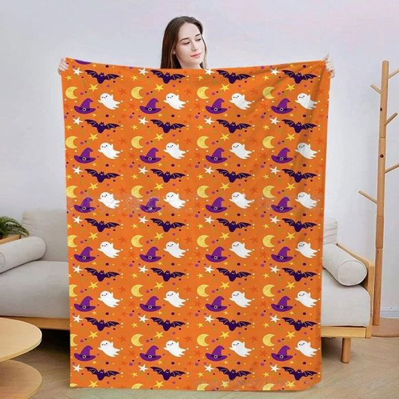 Manta de Franela con Diseños Estampados de Halloween