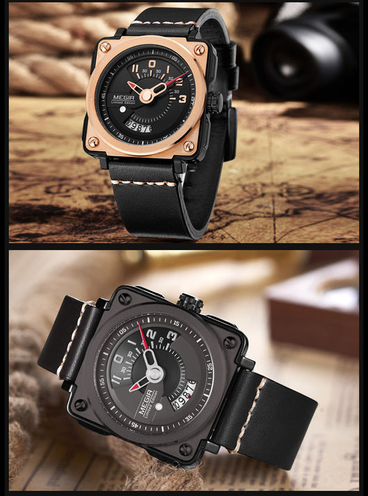 Reloj Deportivo Cuarzo Hombre Esfera Grande Calendario Correa Cuero - Image 8