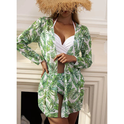 Traje de Baño Tres Piezas Estampado con Protección Solar - Image 14