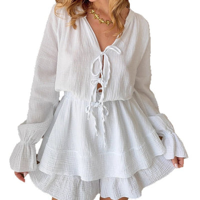 Jumpsuit Elegante con Cuello en V y Mangas Linterna - Image 5