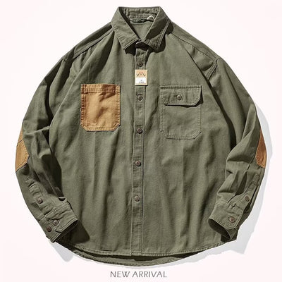 Camisa de Algodón Lavado para Hombre - Estilo Retro Casual con Mangas Largas - Image 5