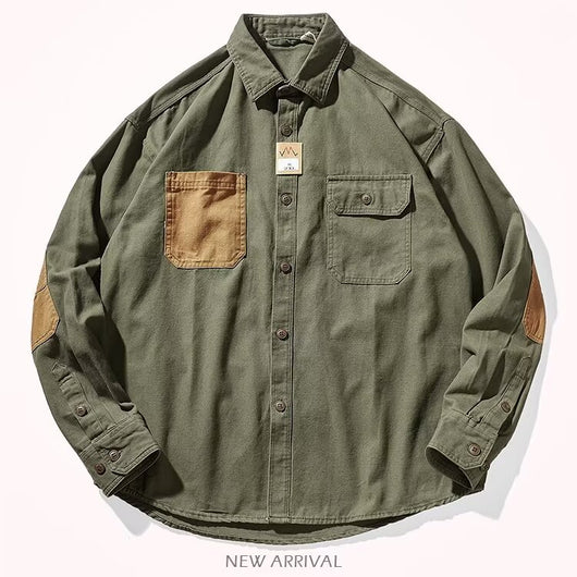 Camisa de Algodón Lavado para Hombre - Estilo Retro Casual con Mangas Largas - Image 5