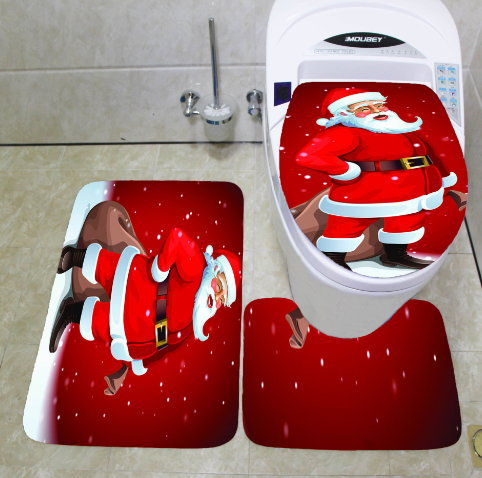 Juego de Decoración Navideña para Baño - Cortina de Ducha y Funda de Inodoro Papá Noel - Image 18