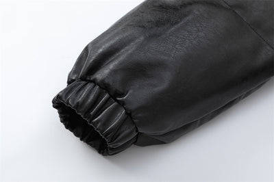 Abrigo de Cuero PU con Cuello Parado y Forro Térmico - Image 17