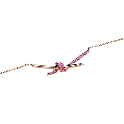 Collar Cruz con Diseño de Diamantes y Nudos en Oro Rosa 18K - Image 7
