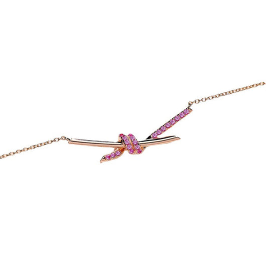 Collar Cruz con Diseño de Diamantes y Nudos en Oro Rosa 18K - Image 7