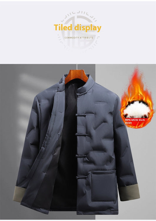 Abrigo Acolchado Estilo Tang Chino para Hombre - Invierno y Otoño - Image 10