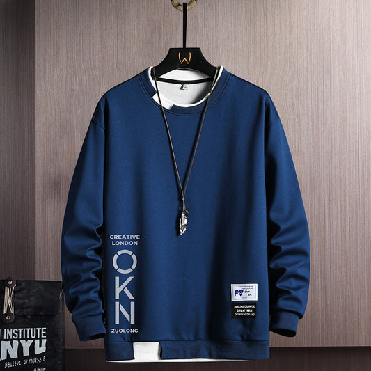 Sudadera Hoodie Casual para Hombre con Diseño de Dos Piezas y Estampado de Letras