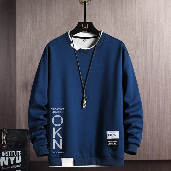Sudadera Hoodie Casual para Hombre con Diseño de Dos Piezas y Estampado de Letras