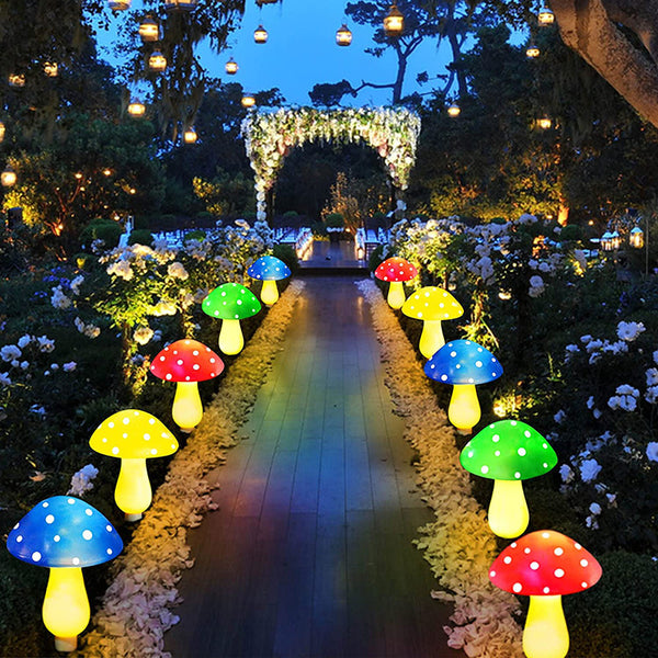 Luz Solar Decorativa Champiñón para Jardín - Iluminación Exterior Multicolor Impermeable