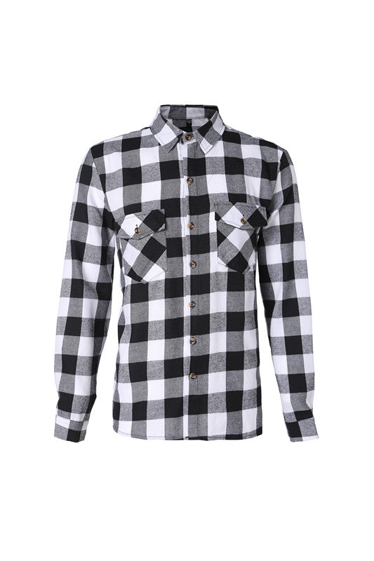 Camisa de Cuadros con Bolsillos y Solapa para Jóvenes - Manga Larga Otoño