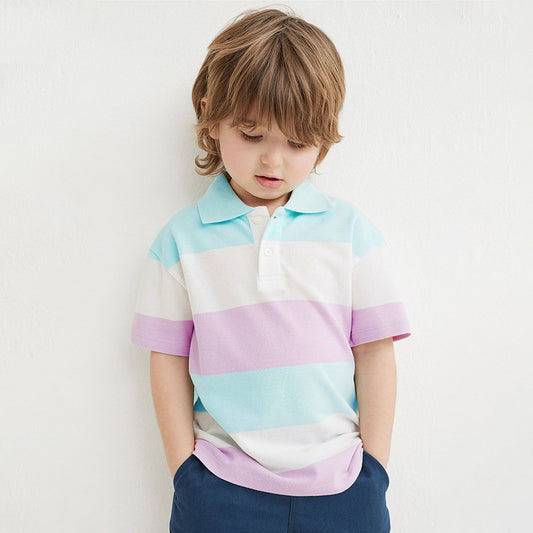 Polo Infantil Manga Corta a Rayas en Algodón