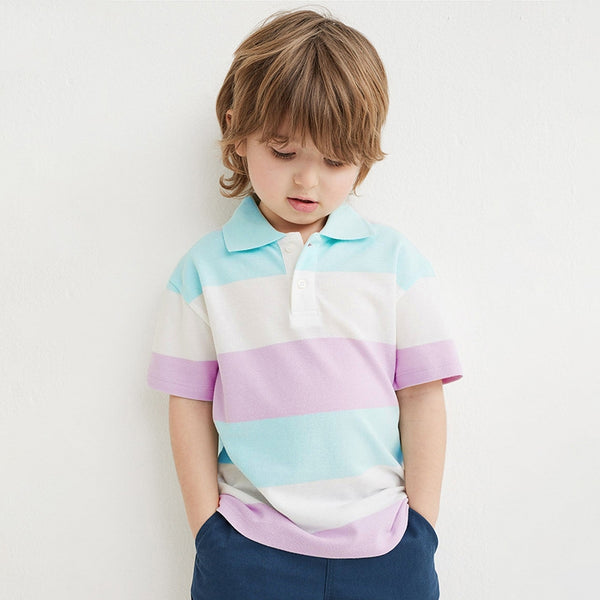 Polo Infantil Manga Corta a Rayas en Algodón