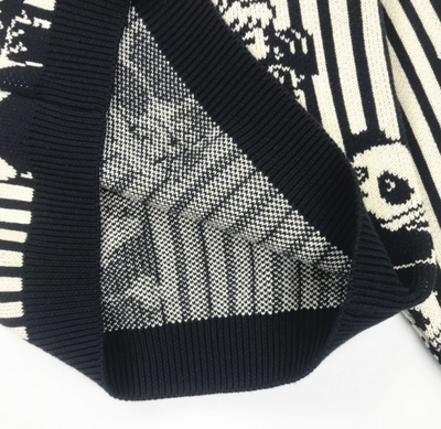 Sudadera Gruesa con Ilustración de Panda a Rayas Blanco y Negro - Image 6
