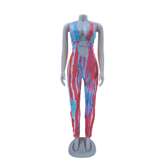 Jumpsuit Fresco de Seda Helada con Estampado y Bandas Refrescantes para Mujer - Image 12