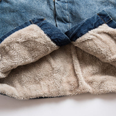 Abrigo Denim Forrado en Felpa para Otoño e Invierno - Image 3
