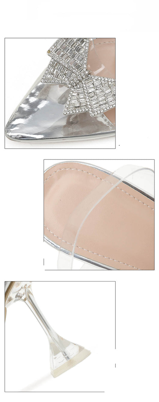 Sandalias de Tacón Alto Transparentes con Alas de Mariposa en Strass - Image 5