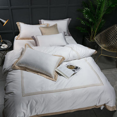 Juego de Cama Blanco 4 Piezas Algodón Puro Estilo Europeo - Image 22