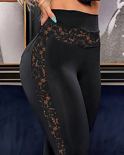 Pantalones Skinny Ajustados con Detalles de Encaje para Mujer - Image 3