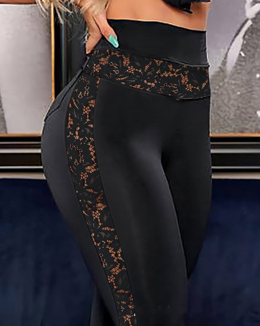 Pantalones Skinny Ajustados con Detalles de Encaje para Mujer - Image 3