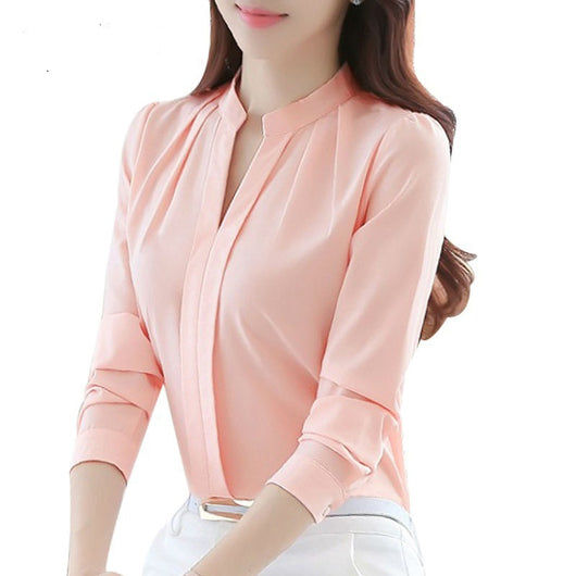 Blusa Elegante de Chifón con Escote V para Mujer Profesional - Image 13