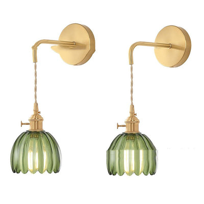 Lámpara Colgante Retro Japonesa Cobre y Vidrio Ámbar - Image 6
