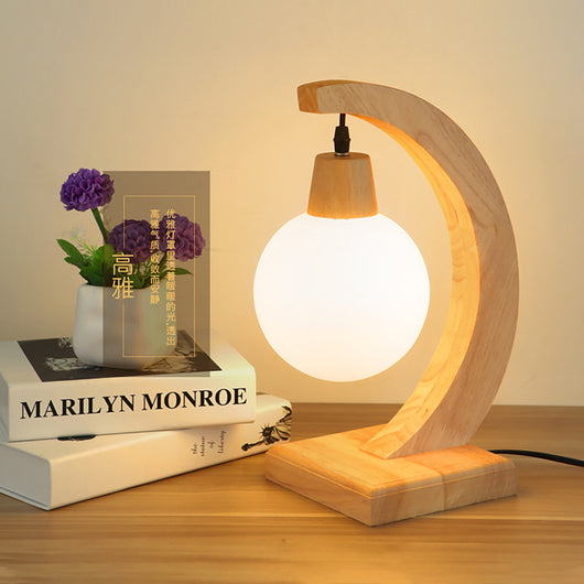 Lámpara de Mesa LED Nórdica en Madera Natural - Image 5