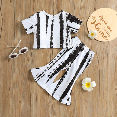 Conjunto de Verano para Niñas: Blusa Tie Dye Manga Corta y Pantalones Acampanados - Image 6
