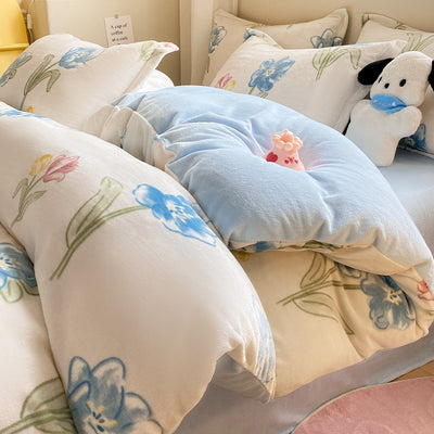 Juego de Cama Invierno Franela Coral 4 Piezas - Funda Nórdica y Sábanas Gruesas - Image 37