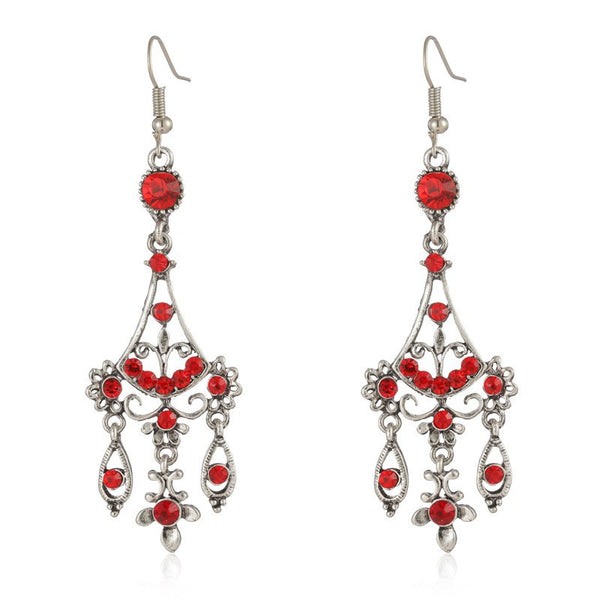 Aretes Vintage de Cobre y Vidrio Estilo Francés para Mujer