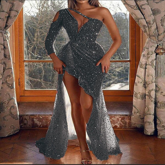 Vestido de Noche Largo Elegante con Lentejuelas y Abertura Alta - Image 4