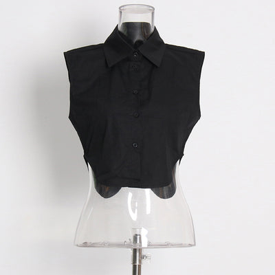 Blusa Sin Mangas Corta de Color Sólido - Estilo Moderno y Versátil - Image 6