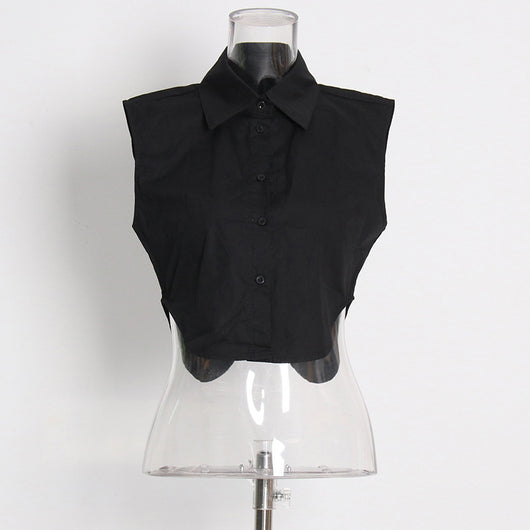 Blusa Sin Mangas Corta de Color Sólido - Estilo Moderno y Versátil - Image 6