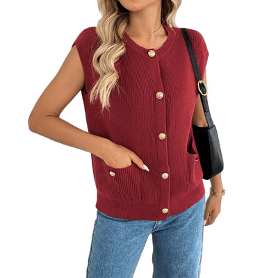 Cardigan Tejido Retro Estilo Universitario en Colores Sólidos - Image 5